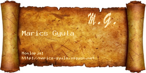 Marics Gyula névjegykártya